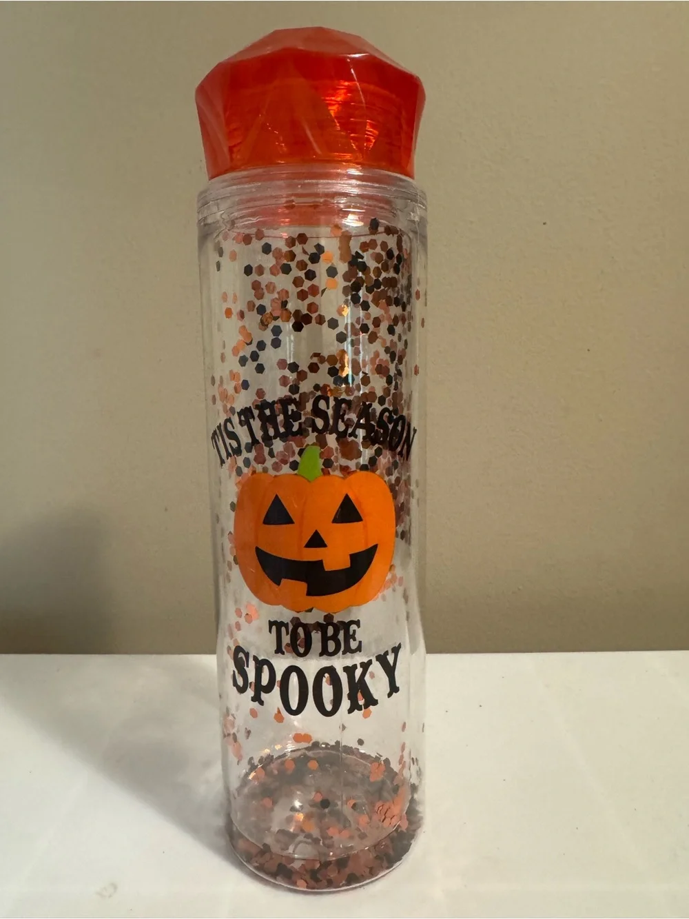 Halloween “Tis The Season To Be Spooky” Sequin Plastic Cup